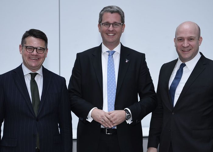 Wissenschafts- und Kunstminister Boris Rhein, Staatssekretär Patrick Burghardt und MdB Ingmar Jung