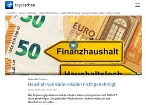 Haushalt von Baden-Baden nicht genehmigt